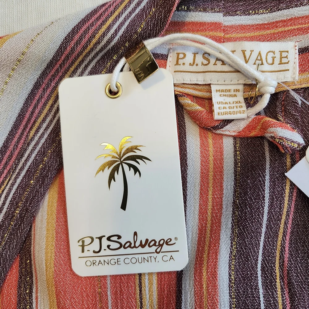 P.J. Salvage Size L/XL Multicolor Striped Cardigan
